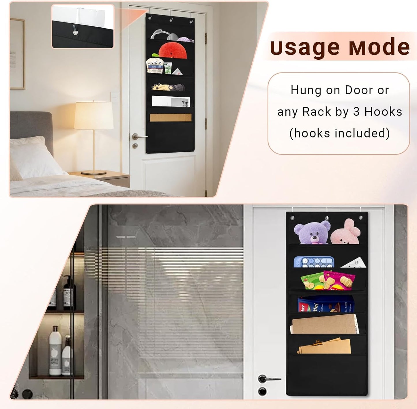 6-Pocket Hanging Wall File Organizer with 3 Hangers