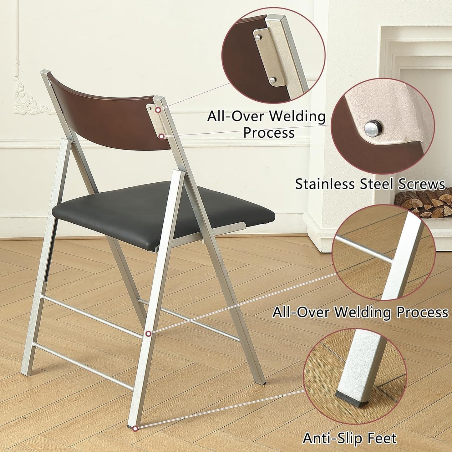 Folding Chairs with Cushion 2 Pack