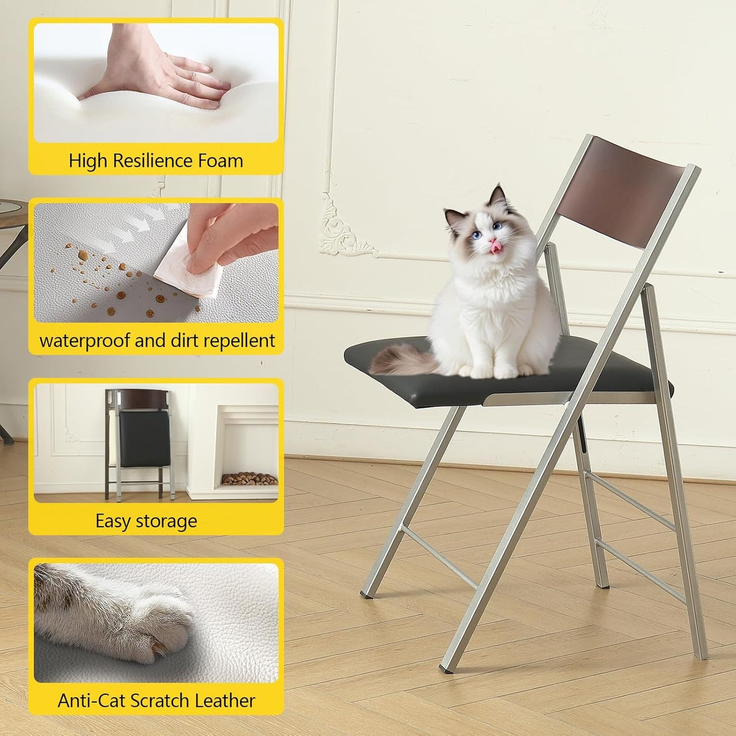 Folding Chairs with Cushion 2 Pack