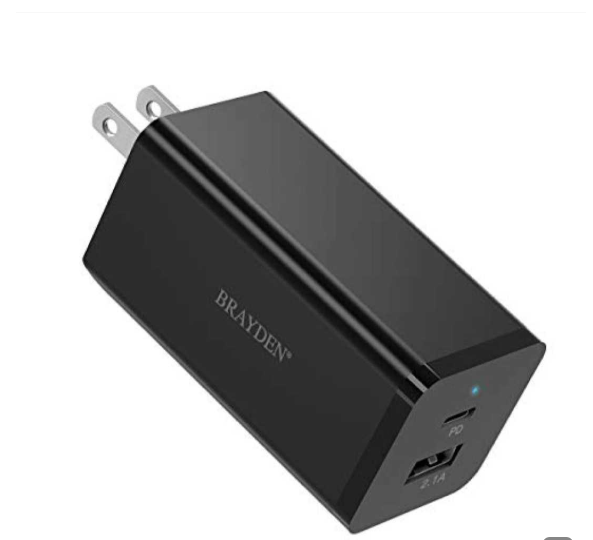 66W Charger with Type C and USB A Outputs(Black)