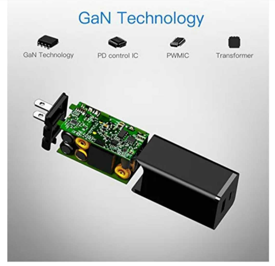 66W Charger with Type C and USB A Outputs(Black)