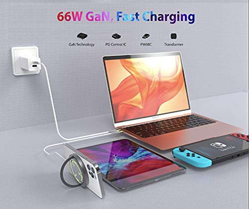 66W Charger with Type C and USB A Outputs(Black)
