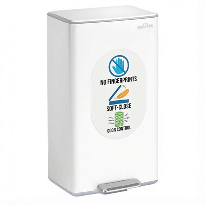 mVm Kitchen Trash Can, 10.6 Gal/ 40L White Trash Can