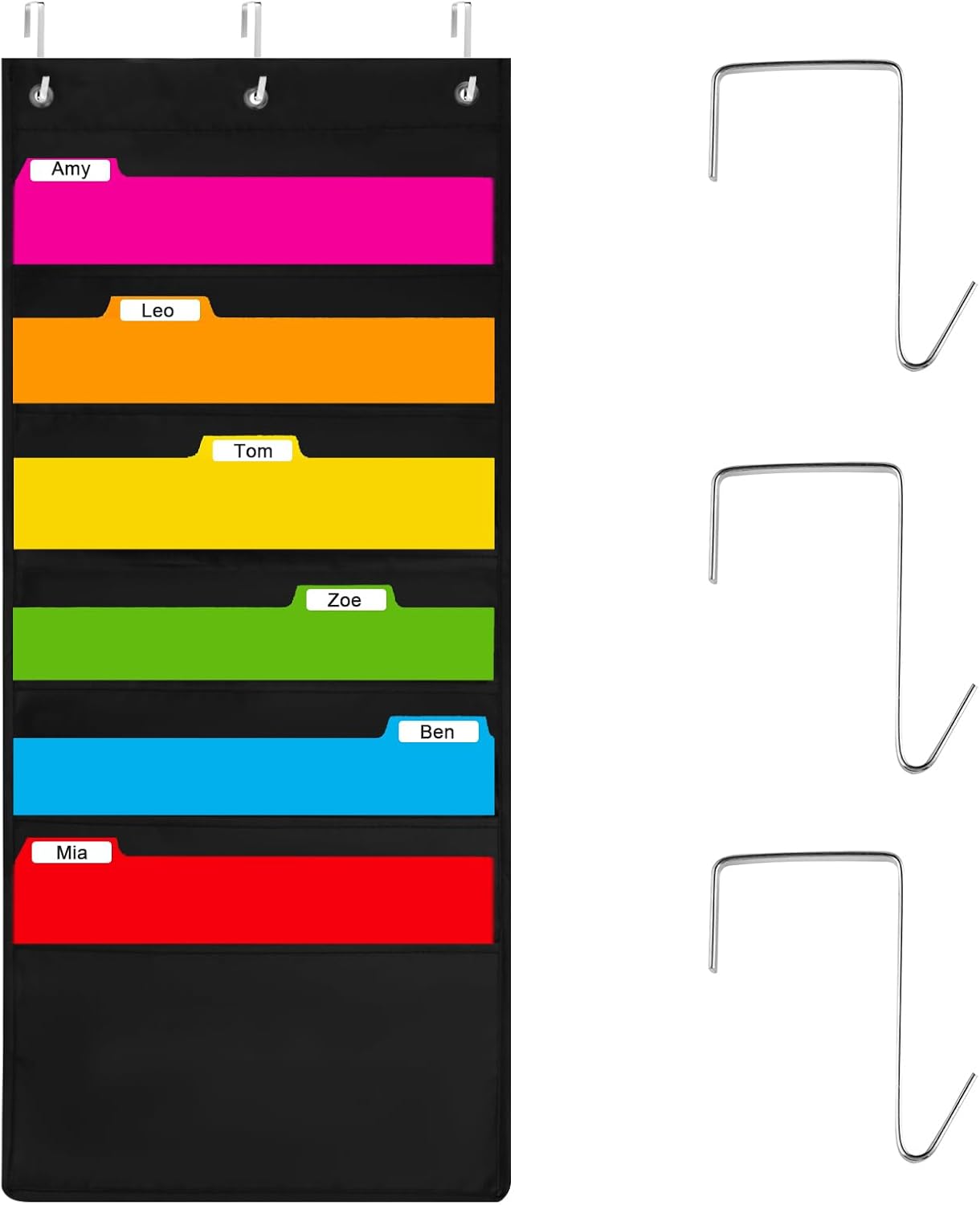 6-Pocket Hanging Wall File Organizer with 3 Hangers