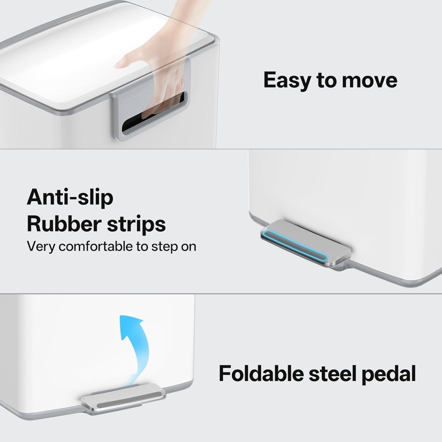 mVm Kitchen Trash Can, 10.6 Gal/ 40L White Trash Can