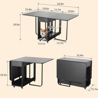 Folding Dining Room Table for 4/6 with 35.4" Extra Wide Space