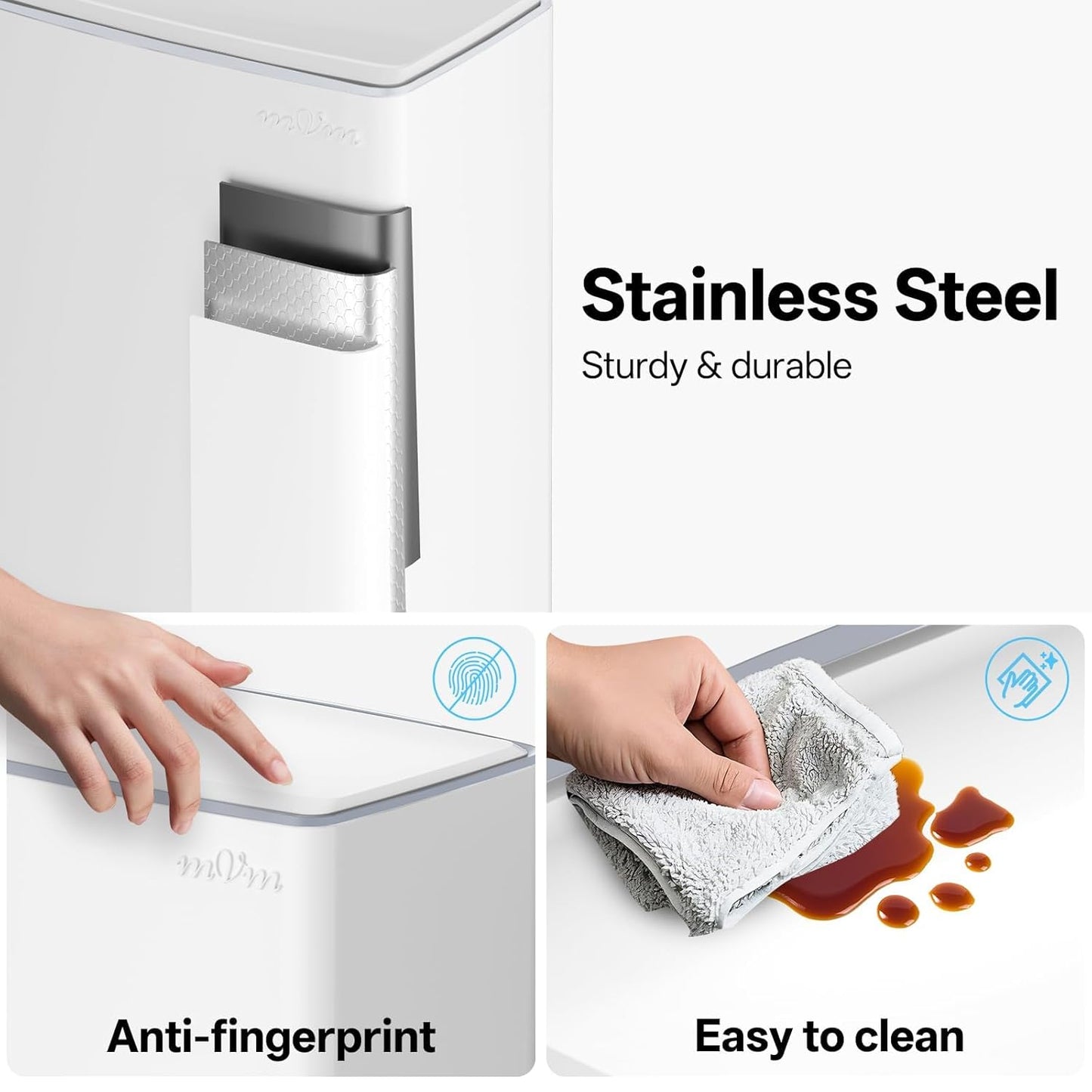 mVm Kitchen Trash Can, 10.6 Gal/ 40L White Trash Can