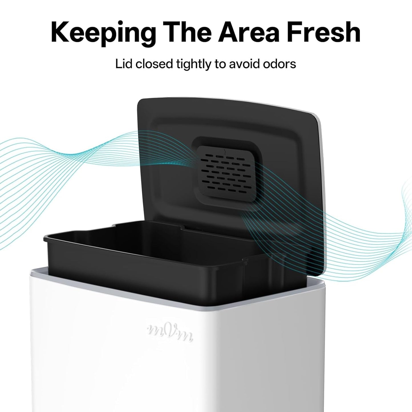 mVm Kitchen Trash Can, 10.6 Gal/ 40L White Trash Can