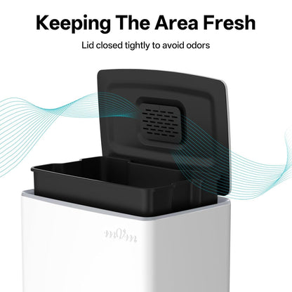 mVm Kitchen Trash Can, 10.6 Gal/ 40L White Trash Can