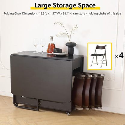 Folding Dining Room Table for 4/6 with 35.4" Extra Wide Space