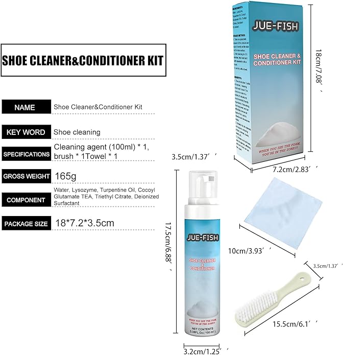 Q.Z.Art Shoe Cleaner Foam with Brush and Towel