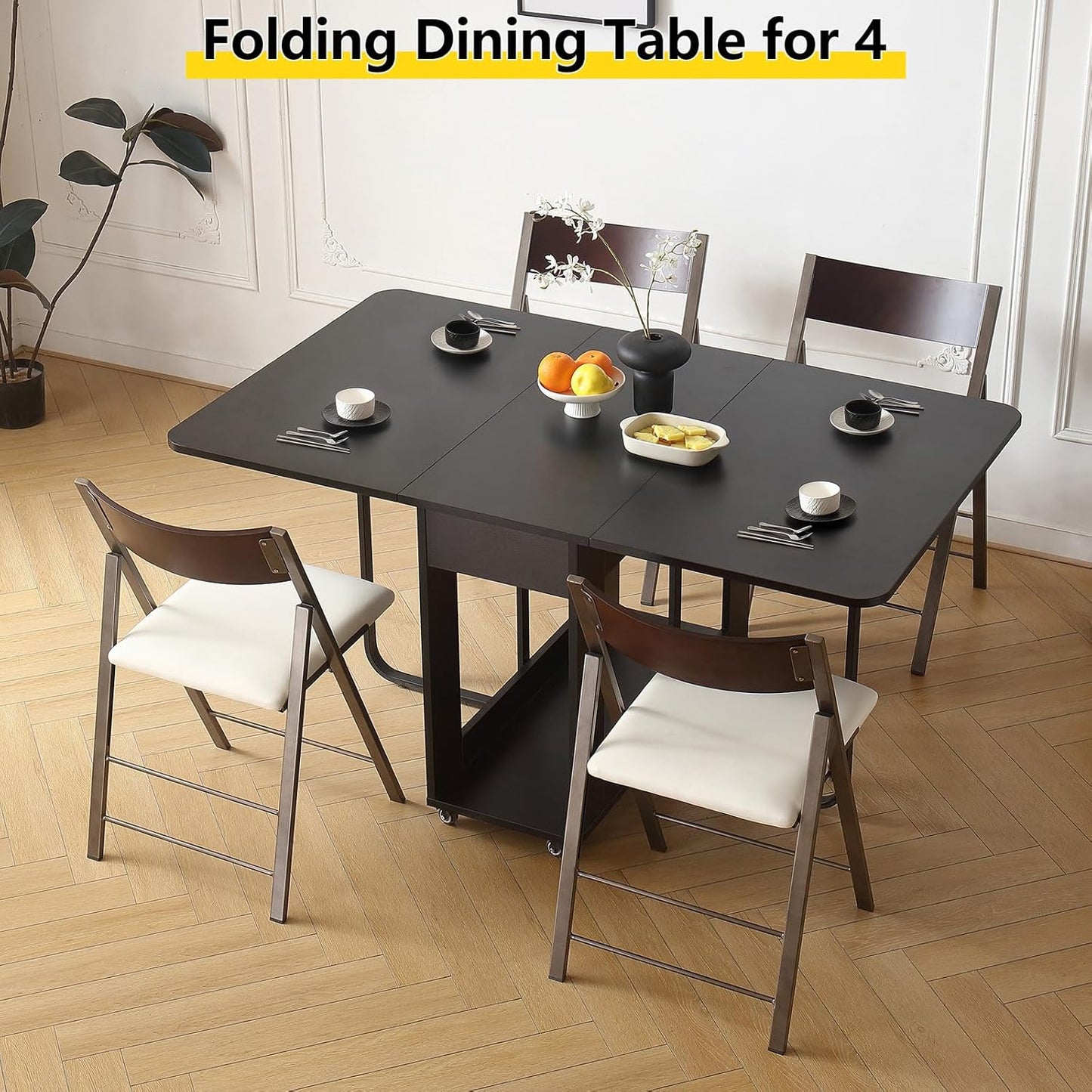 Folding Dining Room Table for 4/6 with 35.4" Extra Wide Space