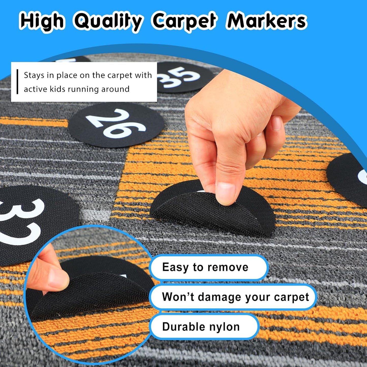 36PCS Black Carpet Spots Marker