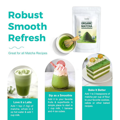 Emerail Organic Matcha Powder, USDA-Certified 70g / 2.5oz