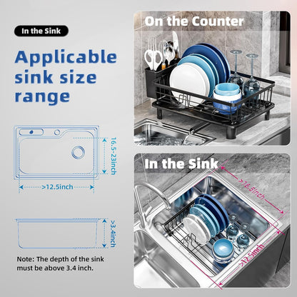 Dish Drying Rack, Stainless Steel Space(Color: 1 Tier-black)