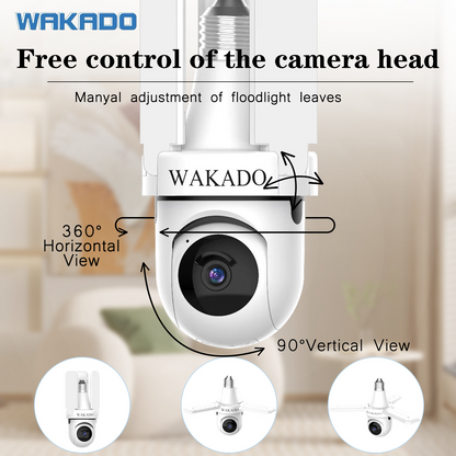 Light bulb camera 2.4Ghz Wireless 2K HD, LED Light Sensor, Infrared Night Vision