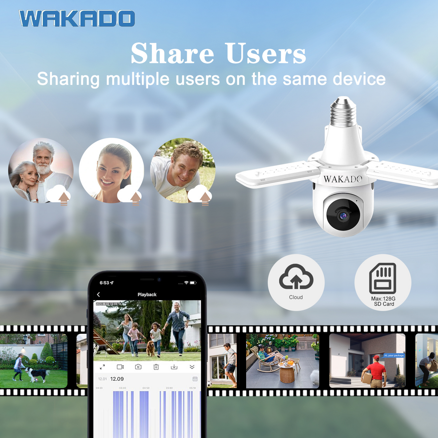 Light bulb camera 2.4Ghz Wireless 2K HD, LED Light Sensor, Infrared Night Vision